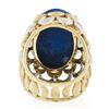 Image 6 : Vintage 18K TT Gold Cabochon Lapis Lazuli Textured Crescent Large Cocktail Ring