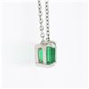 Image 4 : NEW 14K White Gold 0.76 ctw Colombian Emerald Step Cut Solitaire Pendant Necklac