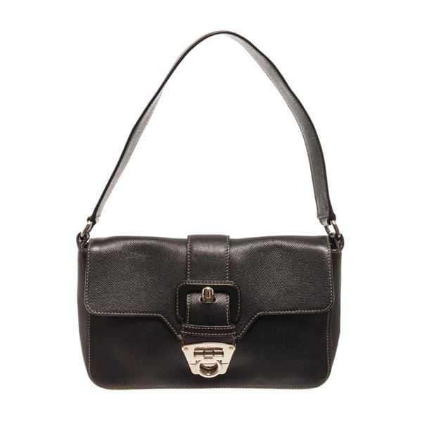 Salvatore Ferragamo Black Leather Ganc Shoulder Bag