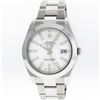 Image 2 : Rolex Mens Stainless Steel White Index Smooth Bezel Oyster Band Datejust Wristwa