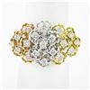 Image 1 : 18K Tri Color Gold 0.75 ctw Round Diamond Flexible Moving Top Floral Textured Ri