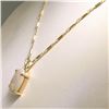 Image 3 : 14k Yellow Gold Large 17x10.5mm 5 ctw Oval Opal Solitaire Pendant w/ Vintage Cha