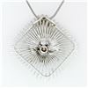 Image 5 : Vintage Handmade 18k White Gold 0.94 ctw Large Open Wire Cushion Pendant Necklac