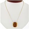 Image 1 : NEW 14k Gold 27.5 ctw Cushion Cut Orange Citrine Solitaire 18.5" Pendant Necklac