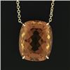 Image 6 : NEW 14k Gold 27.5 ctw Cushion Cut Orange Citrine Solitaire 18.5" Pendant Necklac