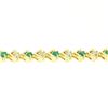 Image 3 : 14k Yellow Gold 1.87 ctw Round Brilliant Diamond & Emerald Line Tennis Bracelet