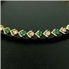 Image 4 : 14k Yellow Gold 1.87 ctw Round Brilliant Diamond & Emerald Line Tennis Bracelet