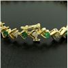 Image 8 : 14k Yellow Gold 1.87 ctw Round Brilliant Diamond & Emerald Line Tennis Bracelet