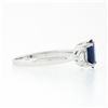 Image 7 : 18K White Gold 2.21 ctw GIA Oval Sapphire & Trillion Diamond 3 Three Stone Ring