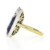 Image 6 : Antique 18K TT Gold Bezel Blue Stone 1.1 ctw Old Mine Cut Diamond Platter Ring