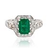 Image 1 : 1.39 ctw Emerald and 0.39 ctw Diamond 18K White Gold Ring