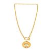 Image 2 : Chanel Gold Metal Vintage CC Round Pendant Necklace