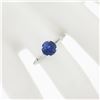 Image 4 : 14k White Gold 1.57 ctw Round Sapphire & Baguette Diamond 3 Stone Engagement Rin