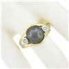 Image 3 : 14K TT Gold 10.1mm Dark Gray Tahitian Pearl Solitaire Bezel Diamond 3 Stone Ring
