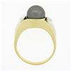 Image 8 : 14K TT Gold 10.1mm Dark Gray Tahitian Pearl Solitaire Bezel Diamond 3 Stone Ring