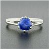 Image 2 : Vintage 14k White Gold 1.26 ctw Round Sapphire Solitaire Open Work Engagement Ri