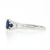 Image 6 : Vintage Platinum 1.17 ctw Round Sapphire Baguette Diamond 3 Stone Engagement Rin