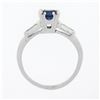 Image 8 : Vintage Platinum 1.17 ctw Round Sapphire Baguette Diamond 3 Stone Engagement Rin
