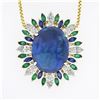 Image 3 : 18K TT Gold 23.38 ctw GIA Cabochon Opal Diamond Sapphire Emerald Spray Pendant