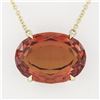 Image 3 : NEW 14k Yellow Gold GIA 15.85 ctw Lab Grown Oval Orange Sapphire Pendant Necklac