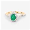 Image 1 : 14KT Yellow Gold 0.88ctw Zambian Emerald and White Diamond Ring