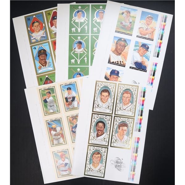 (5) UNCUT MASTER WORKS BASEBALL POSTCARD SHEETS