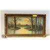 Image 1 : ANTIQUE OIL PAINTING W/COLOR ACCENT FRAME