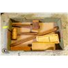 Image 1 : ANTIQUE WOOD TOOLS- LEVELS/PLANER/MALLETS