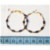 Image 1 : PAIR GOLD TONE ENAMEL HOOP EARRINGS