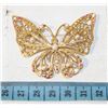 Image 1 : GOLD TONE BUTTERFLY FILIGREE BROOCH