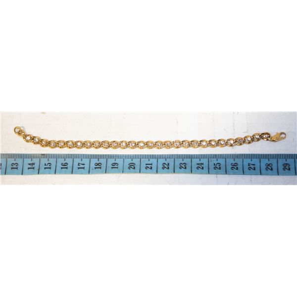 GOLD TONE TENNIS BRACELET W CLEAR STONES