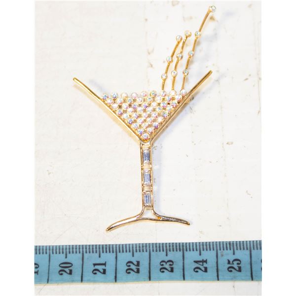 BUTLER RHINESTONE MARTINI BROOCH