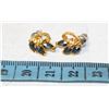 Image 1 : GOLD TONE EARRINGS W BLUE & CLEAR STONES