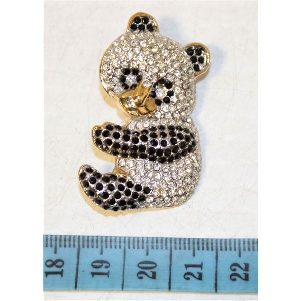 RHINESTONE PANDA BROOCH