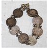 Image 1 : OLD SILVER GREAT BRITAIN 3 PENCE COIN BRACELET