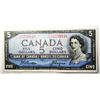 Image 1 : 20)  CANADIAN 1954 $5.00 BANKNOTE