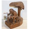 Image 1 : ELMER SCHULZ WOOD CARVING MAN UNDER TREE WITH DOG