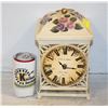Image 1 : FLORAL PAINTED BIRD CAGE CLOCK 10 INCHES TALL