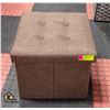 Image 1 : BROWN FABRIC STORAGE OTTOMAN 15" X 15" X 15"