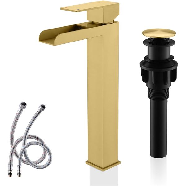 NEW KENES GOLD TONE BRUSHED SINK FAUCET SET