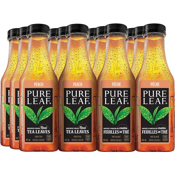 NEW CASE OF 12 PURE LEAF BOTTLES OF PEACH ICED TEA