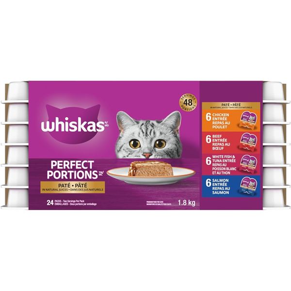 NEW 24 PACK OF WHISKAS PERFECT PORTIONS PATE WET