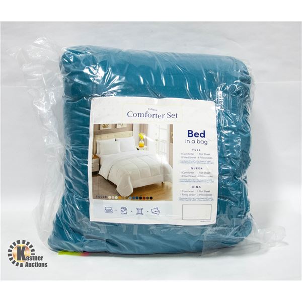 NEW 7 PIECE COMFORTER SET TEAL COLOR