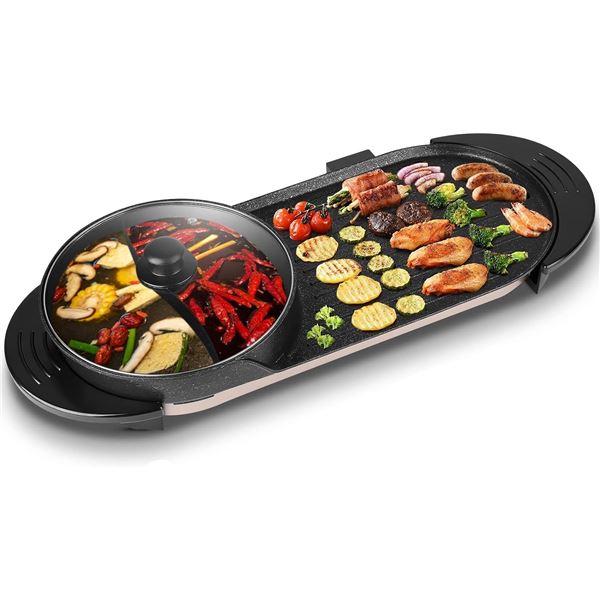 NEW UNPACKED 2 IN 1 ELECTRIC BARBEQUE HOT POT