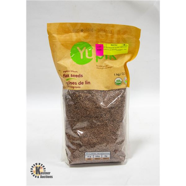 NEW 1KG BAG OF YUPIK ORGANIC BROWN FLAX SEEDS