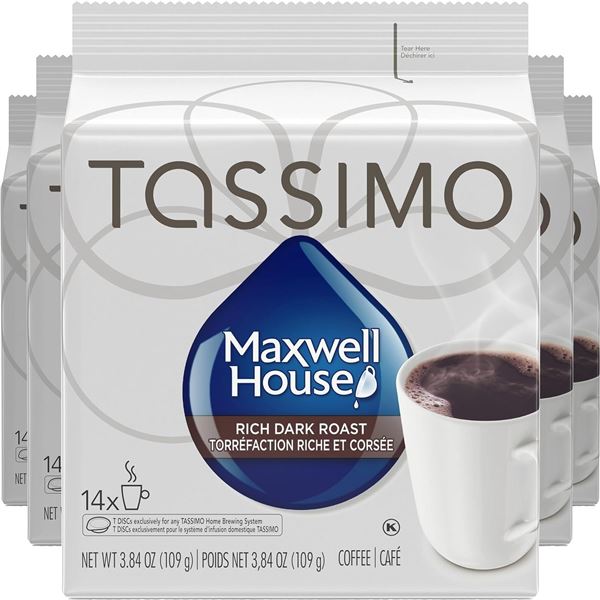 NEW CASE MAXWELL HOUSE RICH DARK ROAST TASSIMO