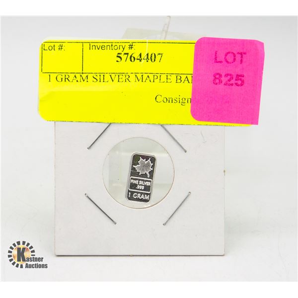 1 GRAM SILVER MAPLE BAR