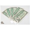 5 PCS 1954 ONE DOLLAR BILLS BEATTIE BOUEY
