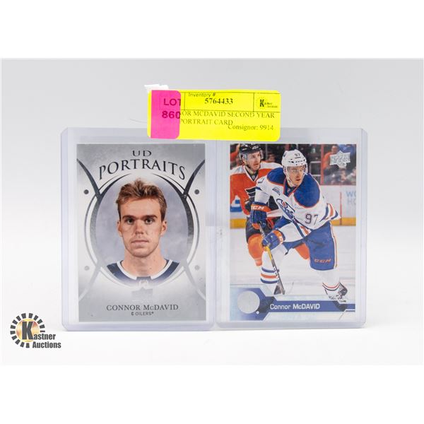 CONNOR MCDAVID SECOND YEAR AND PORTRAIT CARD