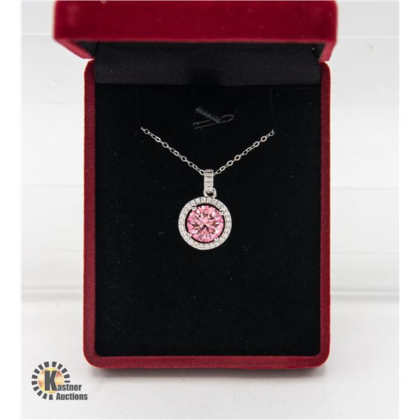 3.00CT PINK GRA CERTIFIED MOISSANITE VVS IN CENTER